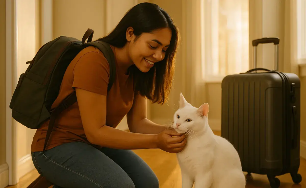 Si sales de viaje, deja a tu gato en casa, pero con todas las comodidades.