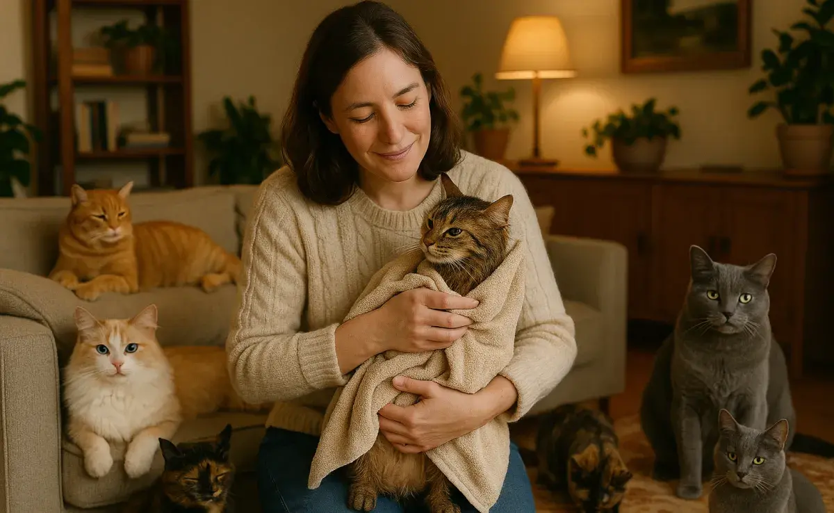 Tener varios gatos no es malo mientras se cubran sus necesidades básicas. Foto: Generada con ChatGPT
