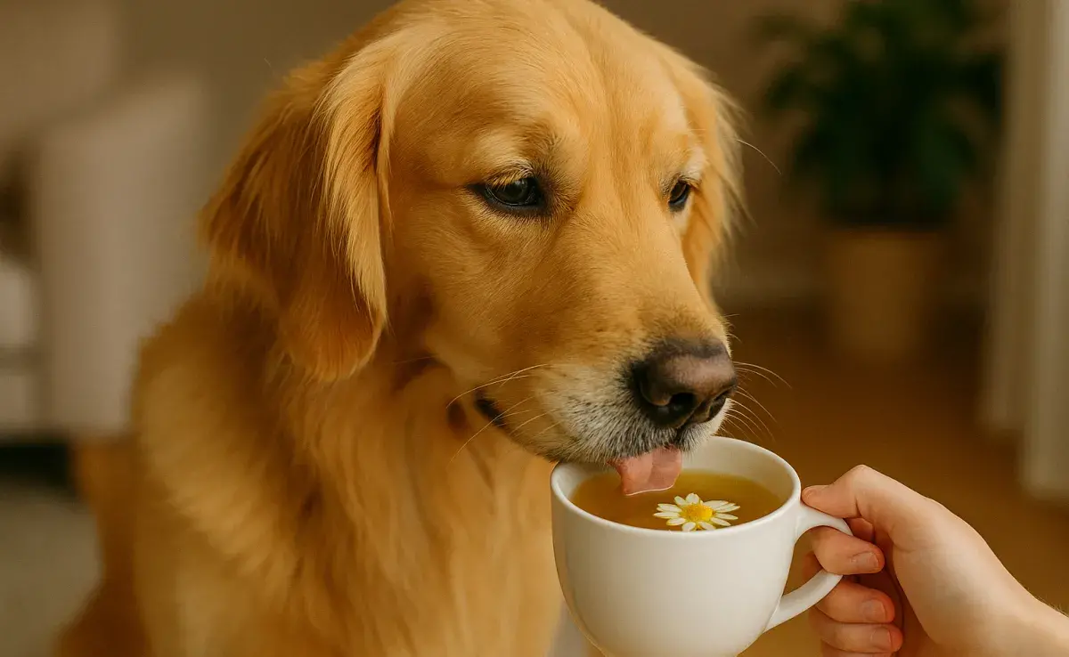 Además de agua, le puedes dar a tu perro té para hidratarlo. Pero cuidado con el azúcar. Imagen creada por ChatGPT.