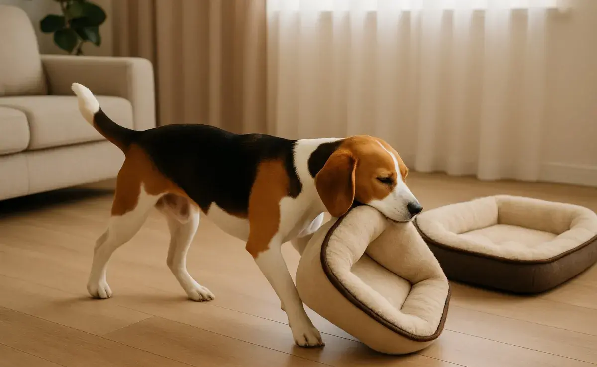 Muchos perros cambian de lugar también por instinto. Foto: Generada con Chat GPT