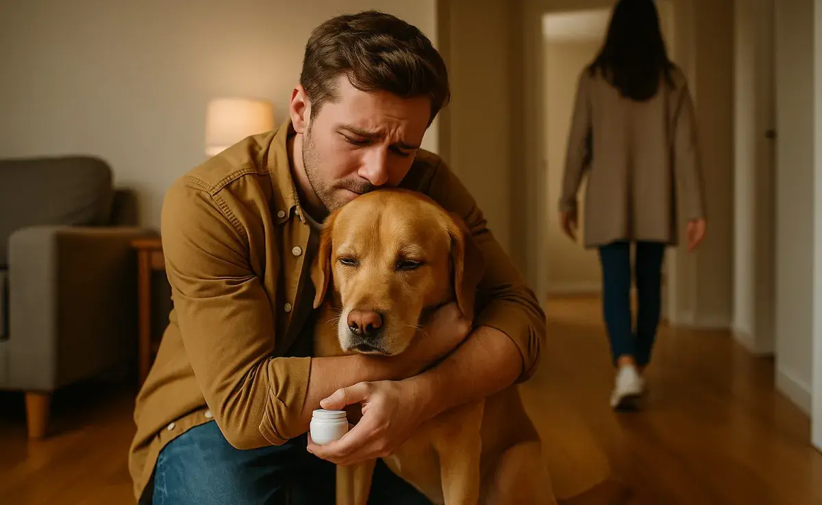 Muchas parejas en Estados Unidos romperían con su pareja si su perro no la acepta. Imagen creada por ChatGPT.