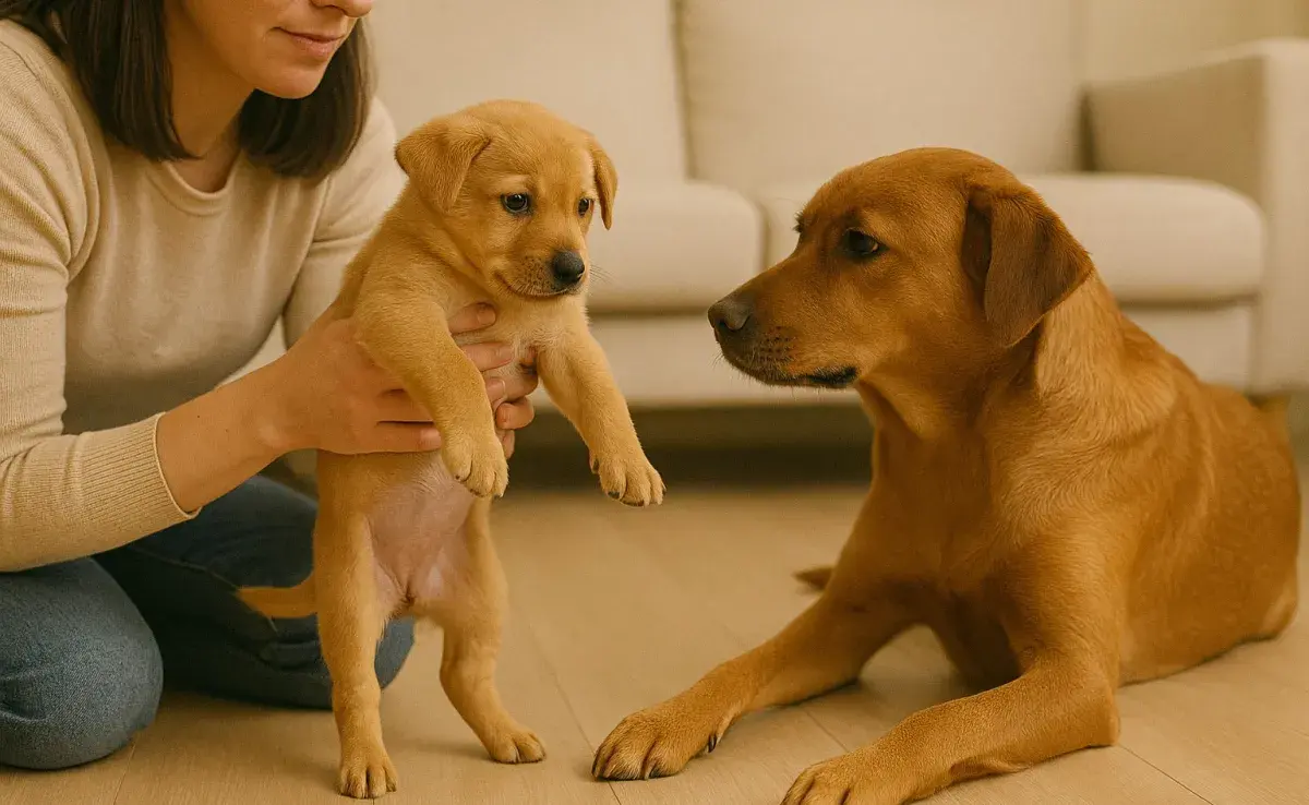 Es recomendable separar al cachorro de su madre a los tres meses. Imagen creada por ChatGPT.