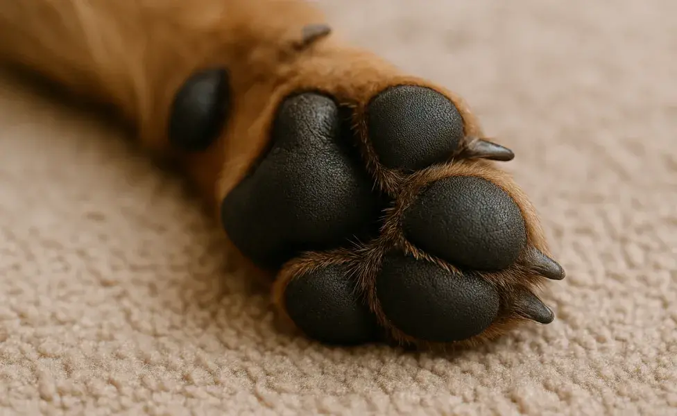 Las almohadillas del perro amortiguan y regulan la temperatura. Imagen creada por ChatGPT.