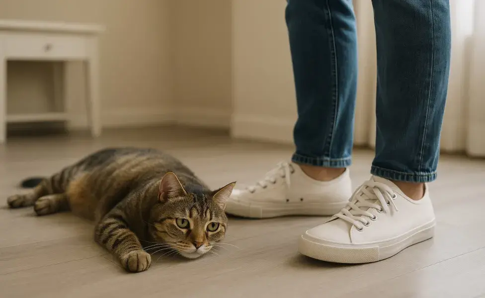 Si tu gato te maúlla y se pone junto a ti, quiere jugar. Imagen creada en ChatGPT.