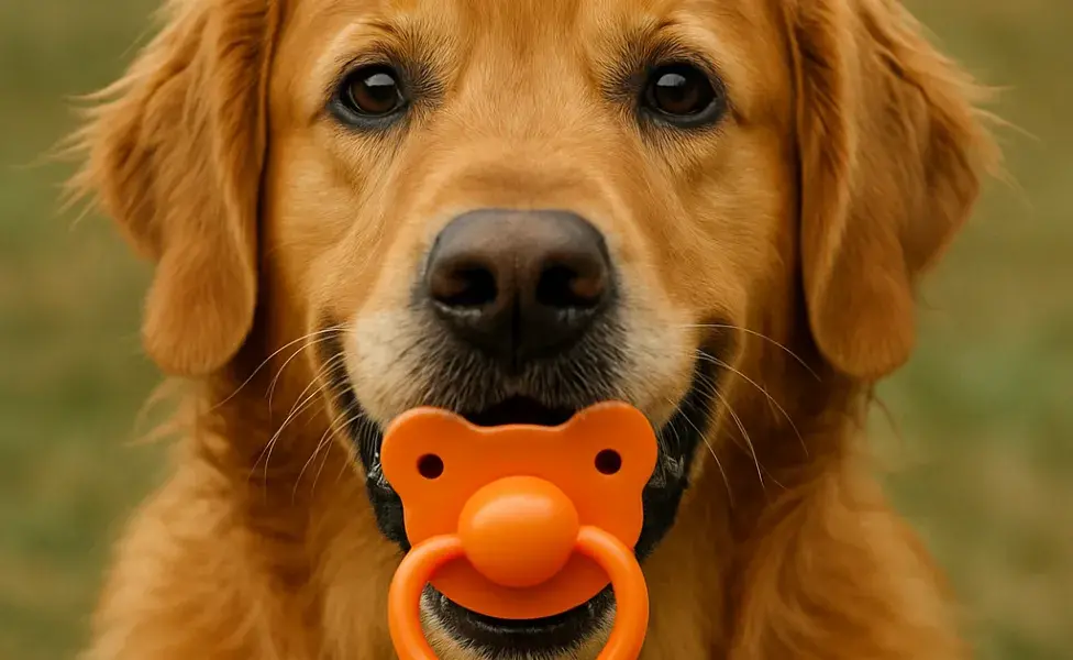 En vez de un chupón, le puedes dar a tu perro juguetes para morder. Imagen creada por ChatGPT.
