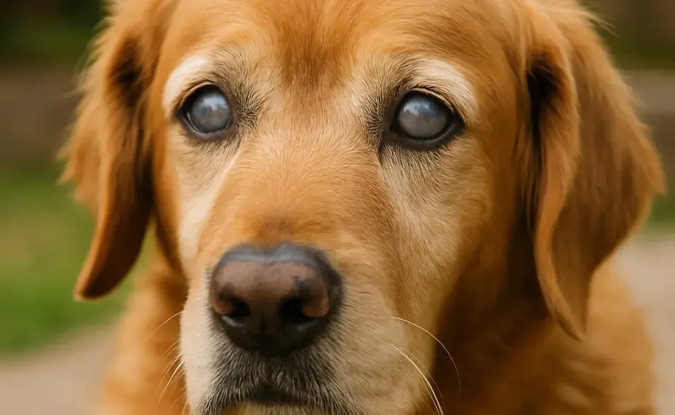 Las cataratas se forman en perros con diabetes. Imagen creada por ChatGPT.