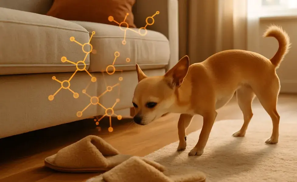 El oler otro animal provoca que el perro quiera hacer del baño en ese lugar.