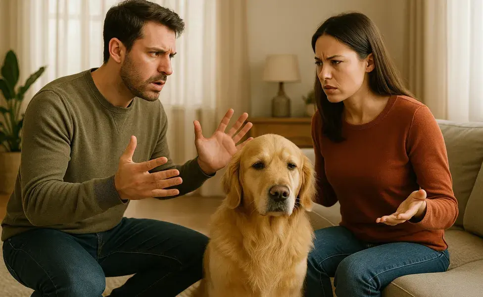 Uno de cada dueño ha llevado a su perro a una cita. Imagen creada por ChatGPT.