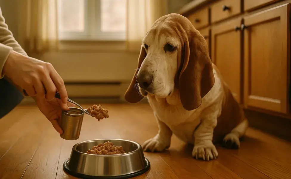 Un perro mayor necesita una dieta más balanceada. Imagen creada por ChatGPT.