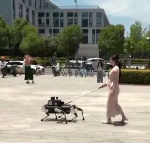 El perro guía robot fue creado en China y se encuentra en fase de prueba. Foto: X/planoi