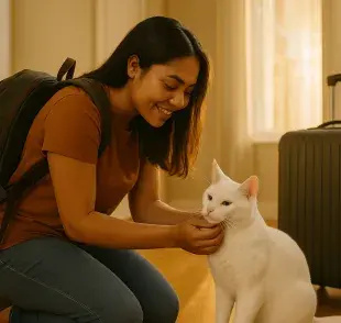 Si sales de viaje, deja a tu gato en casa, pero con todas las comodidades.