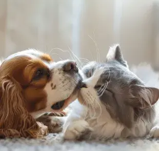 Aplica la llamada socialización positiva al presentar a un perro y un gato.