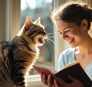 Los gatos crean un "lenguaje" con sus dueños para ser comprendidos. Imagen generada en Canva.