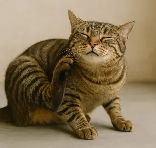 Recuerda que debes desparacitar a tu gato con tratamientos internos y externos. Foto: Generada con ChatGPT