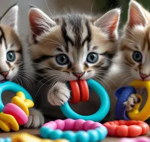 Los gatos necesitan mordedores para ejercitar la mandíbula. Imagen creada por Canva.