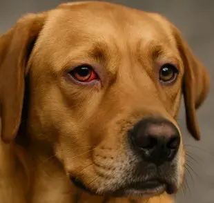 Los ojos rojos en perros pueden deberse a inflamación, infección o lesión
