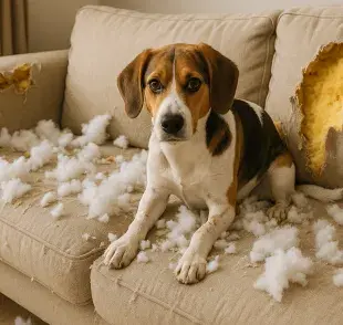 Los perros que no salen a pasear se pueden volver destructivos para liberar energía.