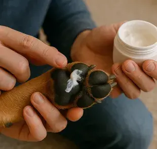 Las almohadillas de tu perro son delicadas, por eso debes protegerlas del calor y cosas externas. Imagen creada por ChatGPT.