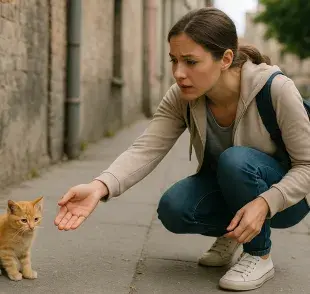 Si es un gatito muy pequeño, tal vez su madre esté cerca. Foto: Generada por Chat GPT
