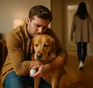 Muchas parejas en Estados Unidos romperían con su pareja si su perro no la acepta. Imagen creada por ChatGPT.