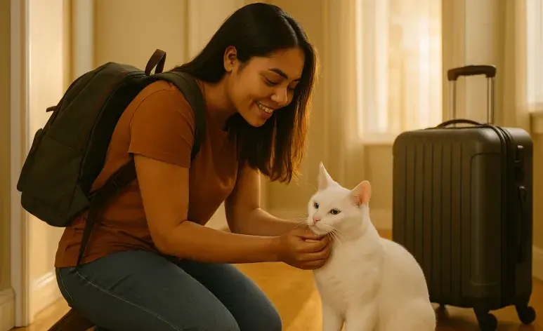Si sales de viaje, deja a tu gato en casa, pero con todas las comodidades.
