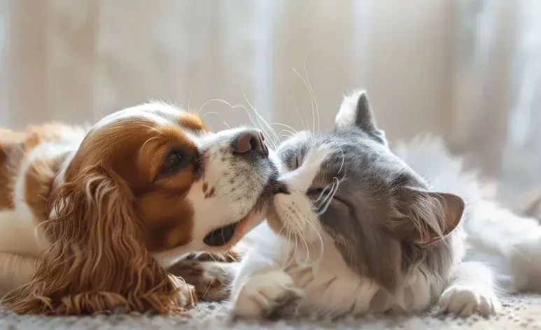 Aplica la llamada socialización positiva al presentar a un perro y un gato.