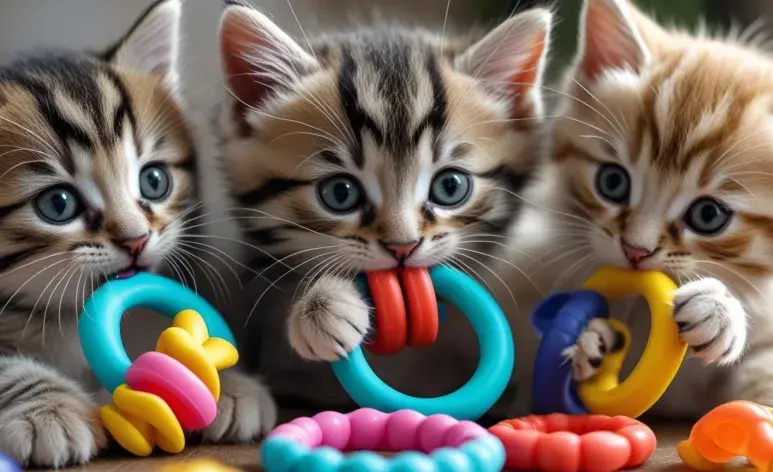Los gatos necesitan mordedores para ejercitar la mandíbula. Imagen creada por Canva.