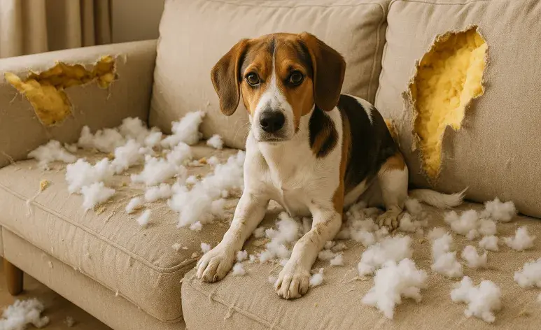 Los perros que no salen a pasear se pueden volver destructivos para liberar energía.