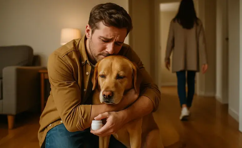 Muchas parejas en Estados Unidos romperían con su pareja si su perro no la acepta. Imagen creada por ChatGPT.